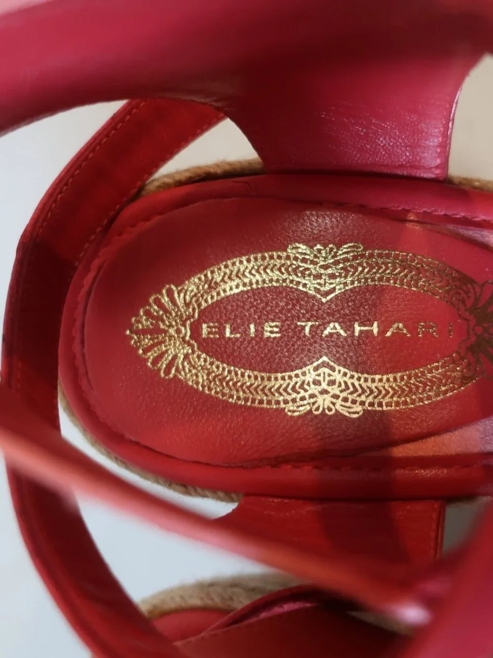 Womens Elie Tahari Coral Satin Espadrille Platform Wedge Heels 37.5 US/7.5
